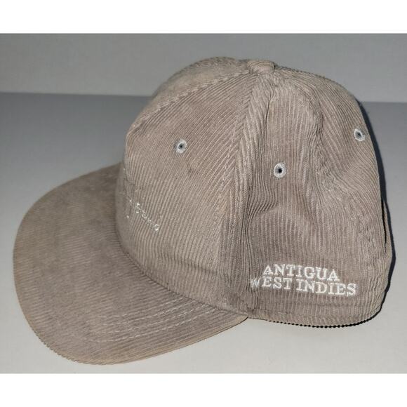 Jumby Bay Island Antigua West Indies Gray Corduroy Snap Back Embroidered Hat Cap - Picture 2 of 7